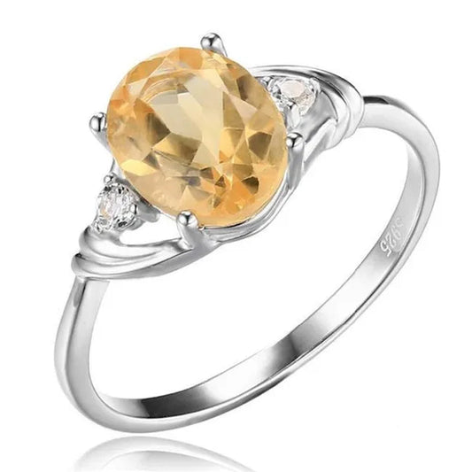 Majesty Diamonds MDS170185 1.8 CTW Oval Yellow Citrine Cocktail Ring in .925 Sterling Silver - Size 6