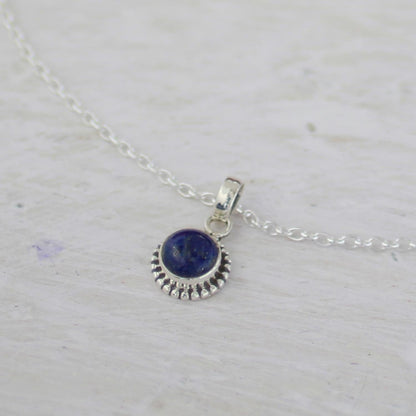 Artisan Handmade Lapis Lazuli Pendant Necklace Lapiz Sterling Silver from India [18 in L 2 Mm W Pendant(S) 0.8 in L X 0.4 in W X 0.2 in D] ' Blue Globe'