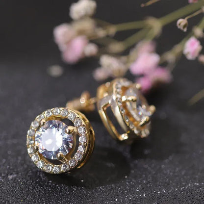 2 Ct Halo Bridal Stud Earrings round White Cubic Zirconia Silver Plated Wedding Engagement Bridesmaid Wedding Jewelry Bridal Jewelry Halo Bridal Studs Bridesmaid Earrings Wedding Cubic Zirconia Studs Rose Gold Plated Zircon Stud Earring
