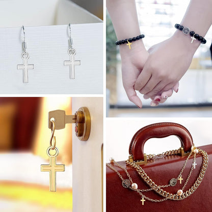 200 Pcs 16 X 8 Mm Mini Cross Charm Alloy Cross Mini Pendant Beads for Jewelry Making Crafting Findings Handmade Craft DIY