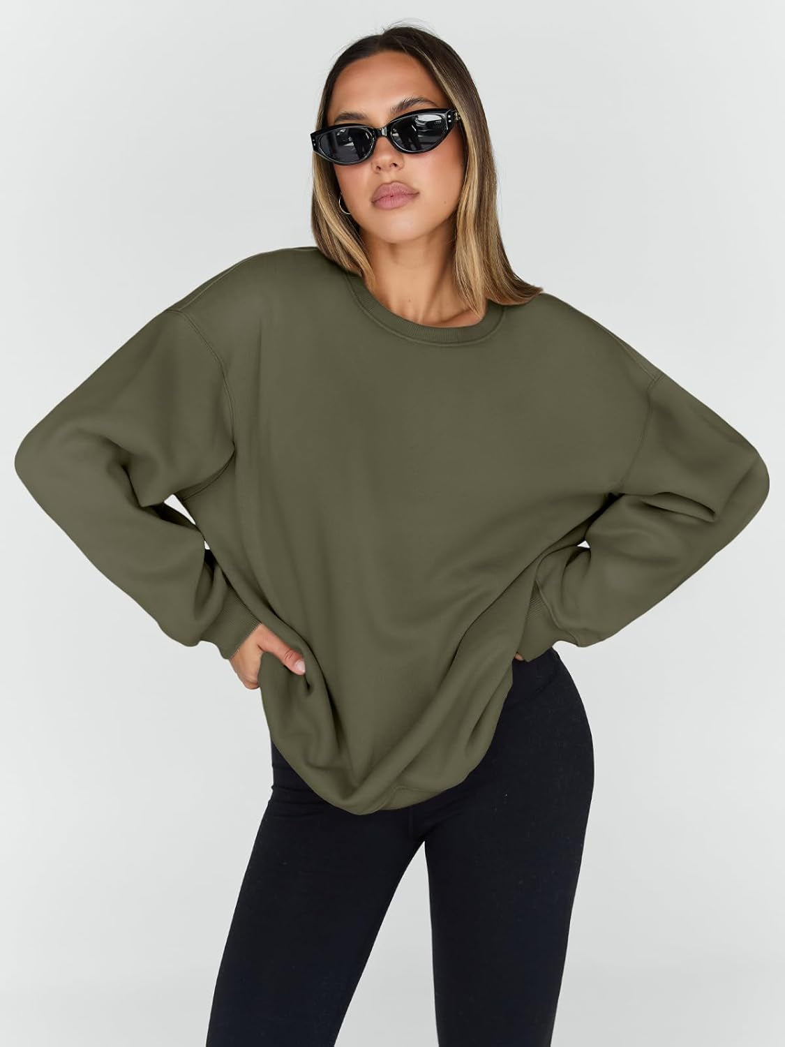 Sweatshirts for Women Hoodies Oversized Crewneck Tops Sweaters Comfy Fall Winter Outfits Clothes 2025 Fashion - WORLD TIME VISITS