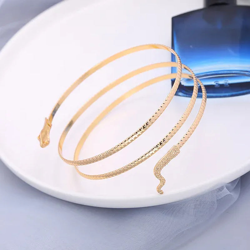Metal Arm Cuff Upper Arm Bracelet Band for Women Gold Silver Color Armlet Snake Armband Adjustable Arm Cuff Bangle POE