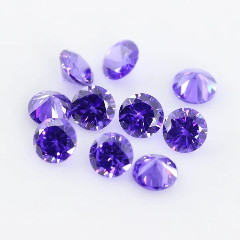 Violet-Blue Cubic Zirconia round Shape Brilliant Cut Loose CZ Stone Synthetic Gems for Jewelry