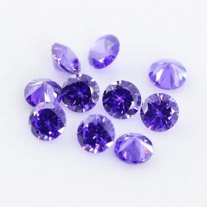 Violet-Blue Cubic Zirconia round Shape Brilliant Cut Loose CZ Stone Synthetic Gems for Jewelry