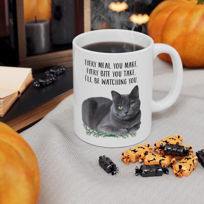 Funny Russian Blue Cat Blue Grey Gifts for Women Mother'S Day 2024 Every Meal You Make Every Bite You Take Coffee Mug Ceramic Cup White 11Oz