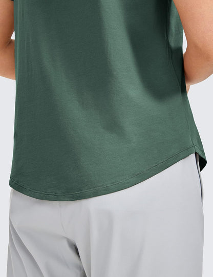 Women'S Pima Cotton Short Sleeve Workout Shirts Casual Yoga T-Shirt Soft Athletic Top