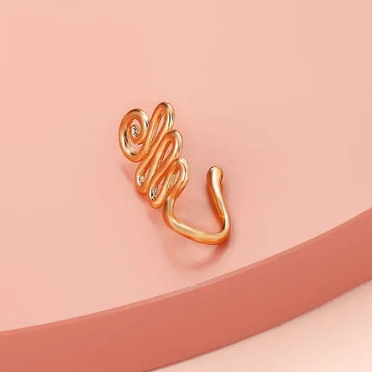 1 PC Crystal Diamond Zircon Star Heart Moon Fake Piercing Nose Ring Copper Spiral Non Piercing Clip on Nose Ring Ear Clips Cuff Fashion Body Jewelry