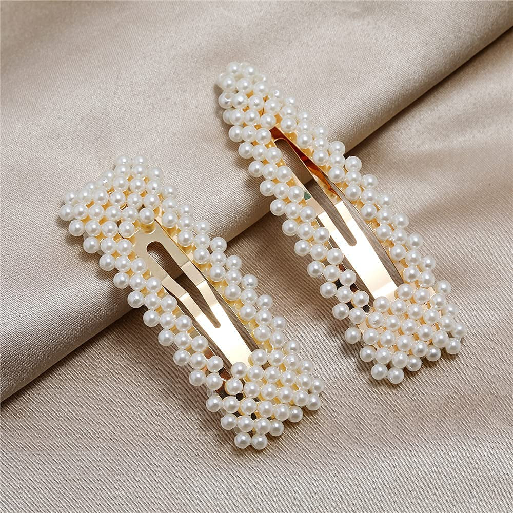 Women Hair Accessories 18PCS Handmade Simulation Pearl Barrettes Clip Set Geometric Flower Bobby Hairpin Girls Headwear…