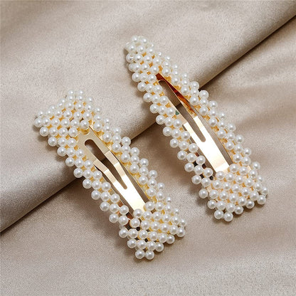 Women Hair Accessories 18PCS Handmade Simulation Pearl Barrettes Clip Set Geometric Flower Bobby Hairpin Girls Headwear…