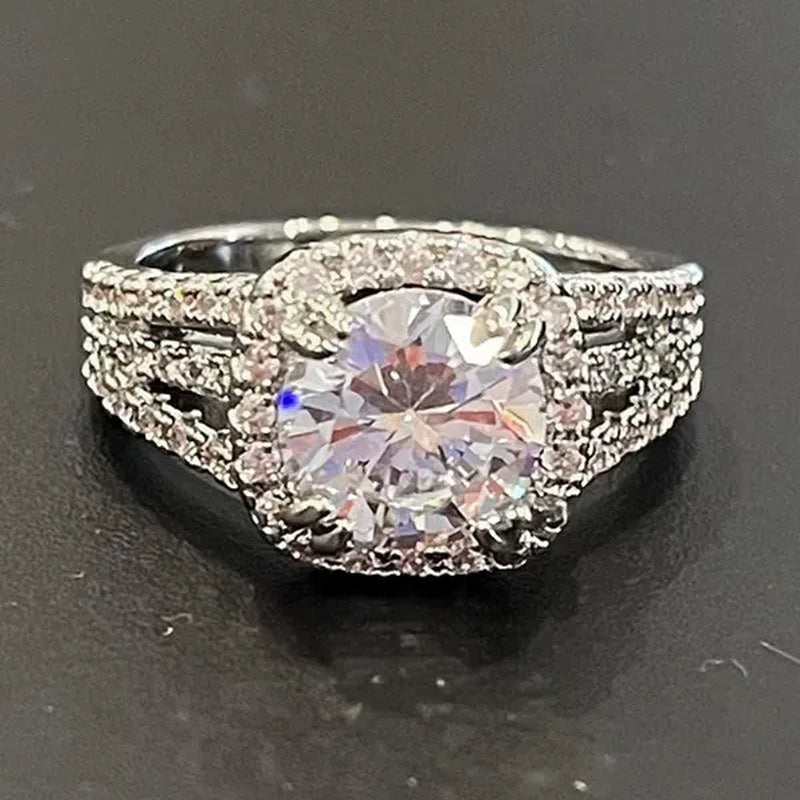 Exquisite 925 Sterling Silver Diamond Rings for Women Bridal Wedding Ring Jewelry Valentine'S Day Proposal Gift - WORLD TIME VISITS