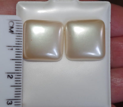 Quality Majorca Pearl Square Half Dome 16MM Stud Earrings 14K Gold Filled