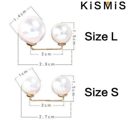 KISMIS 1/2/4Pcs Double Pearl Pins for Women Designer Female Brooches Clothing Accessories Simulated Pearl Sweater Knit Shirt Jewelry