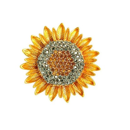 1PC Exquisite Sunflower Brooch Woman Party Wedding Metal Diamond Flower Brooches Gift
