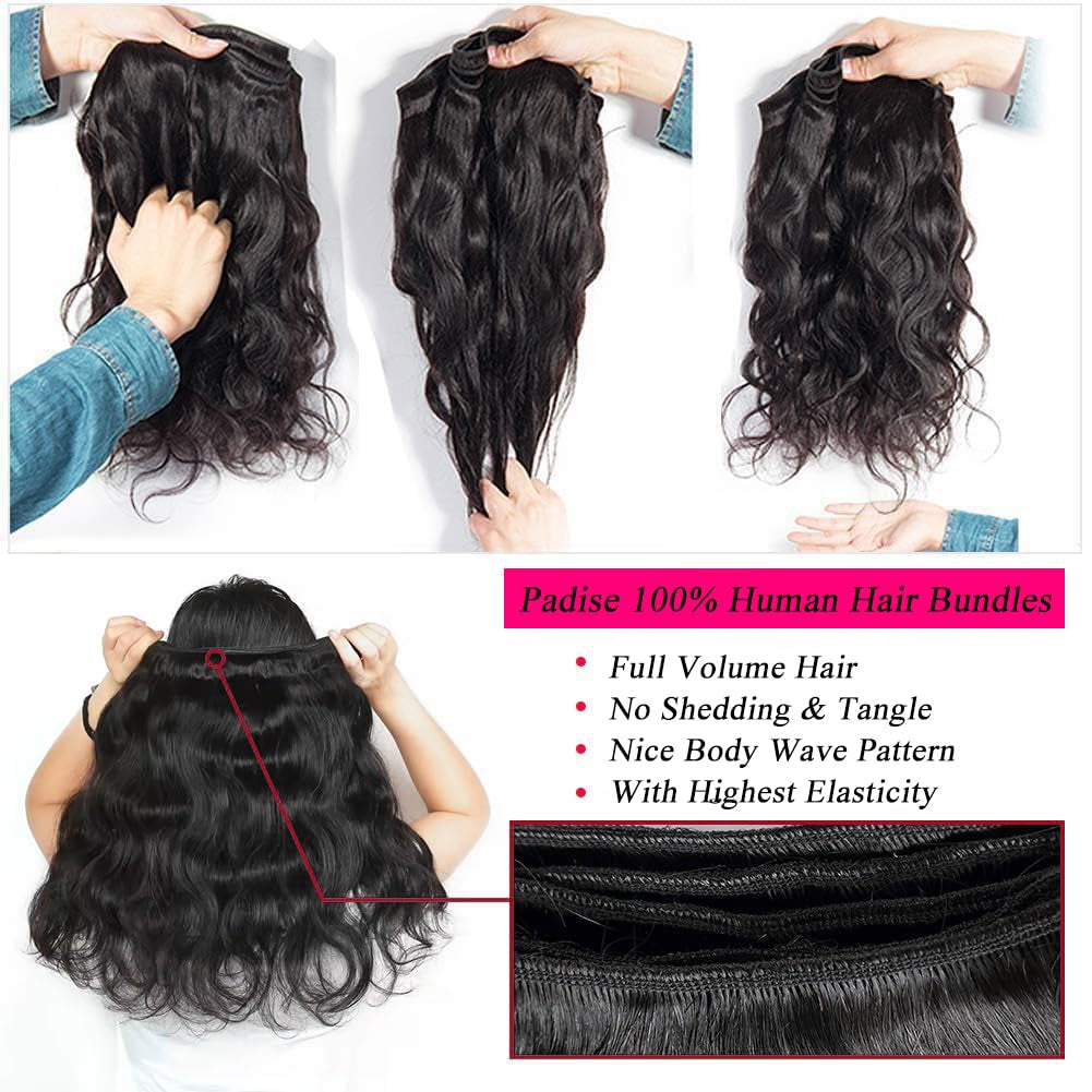 12A Human Hair Bundles Body Wave Bundles Human Hair 14 16 18 Inch 3 Bundles Human Hair 100% Unprocessed Brazilian Virgin Hair Deals Weave Bundles Human Hair Extension Natural Color
