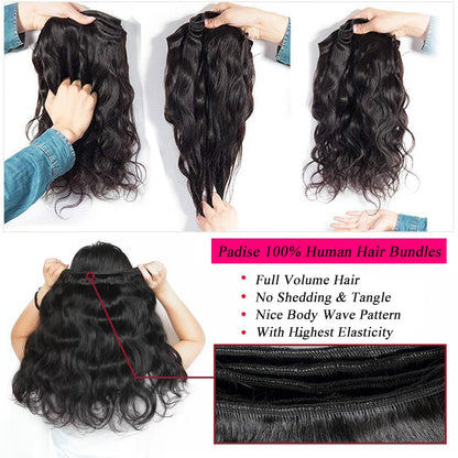 12A Human Hair Bundles Body Wave Bundles Human Hair 14 16 18 Inch 3 Bundles Human Hair 100% Unprocessed Brazilian Virgin Hair Deals Weave Bundles Human Hair Extension Natural Color