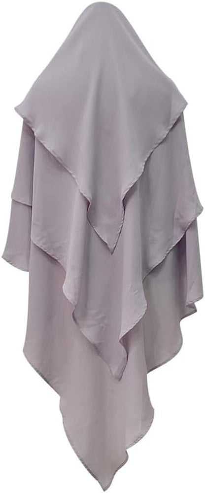 Long Khimar Hijab Scarf Wrap 3 Layer Abaya Jilbab Muslim Islam Women Niqab Jilbab Ramadan Eid Prayer Garment - WORLD TIME VISITS