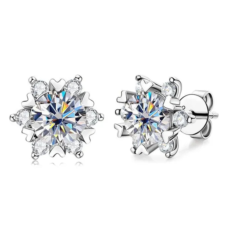 Fashion Cubic Zirconia Snowflake Flower Stud Earrings for Women Daily Casual Accessories Christmas Gift - WORLD TIME VISITS