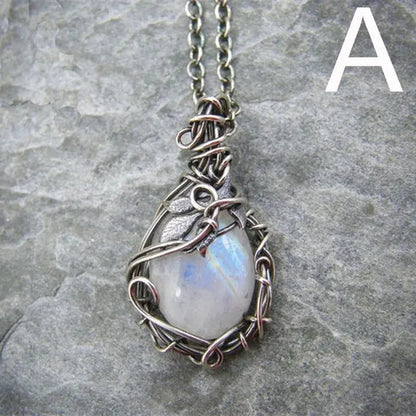 Moon Shape Moonstone Pendant Necklace For Women Female Fashion Jewelry Gifts For Girl