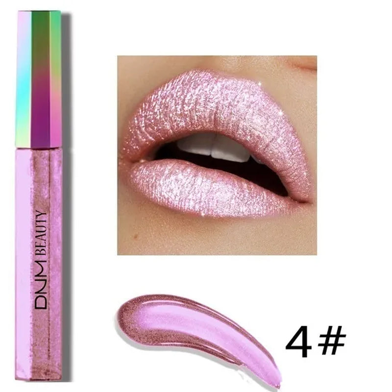 Super Girl 12 Color High-Fashion Chameleon Metal Matte Metallic Waterproof Lipgloss Liquid Lipstick Shimmer Diamond Glitter Pearl Colour Lip Gloss Lip