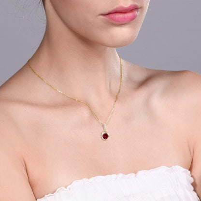 6MM round Gemstone Birthstone and White Diamond Necklace | 925 Sterling Silver | Infinity Pendant Necklace for Women | with 18 Inch Chain