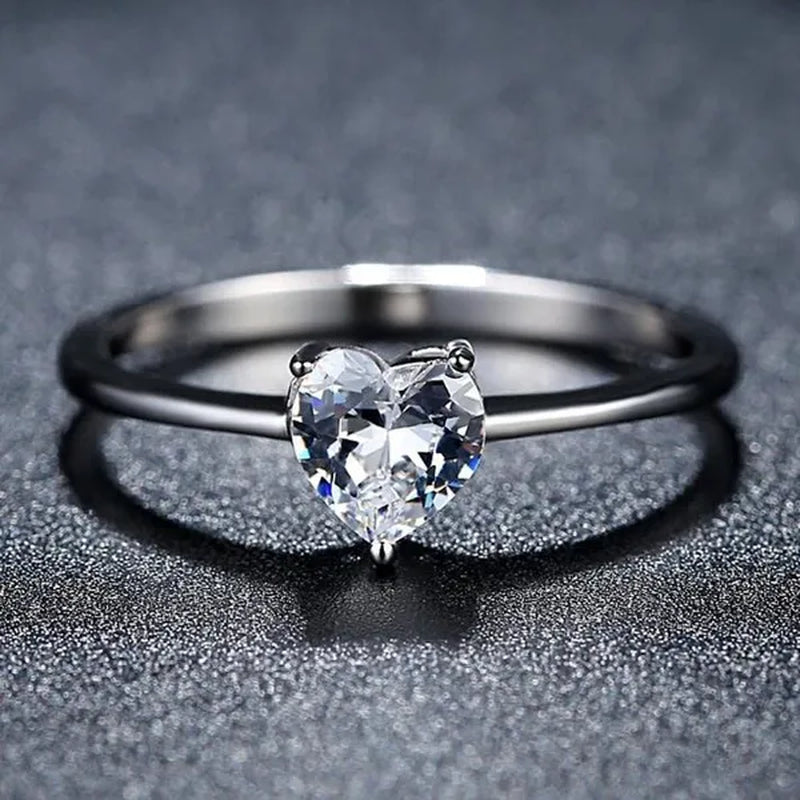 Luxury Cut Mystic Fire Rainbow Topaz Cocktail Rings White Sapphire Heart-shaped Rings Gold-plated Fashion New