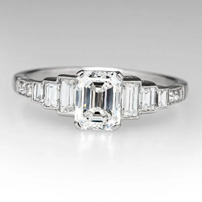 Square 925 Silver Plated Cubic Zirconia Ring Elegant Bridal Engagement Promise Rings Fashion Wedding Jewelry Party Gift - WORLD TIME VISITS