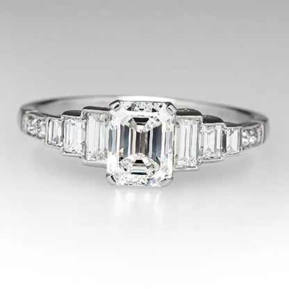Square 925 Silver Plated Cubic Zirconia Ring Elegant Bridal Engagement Promise Rings Fashion Wedding Jewelry Party Gift - WORLD TIME VISITS