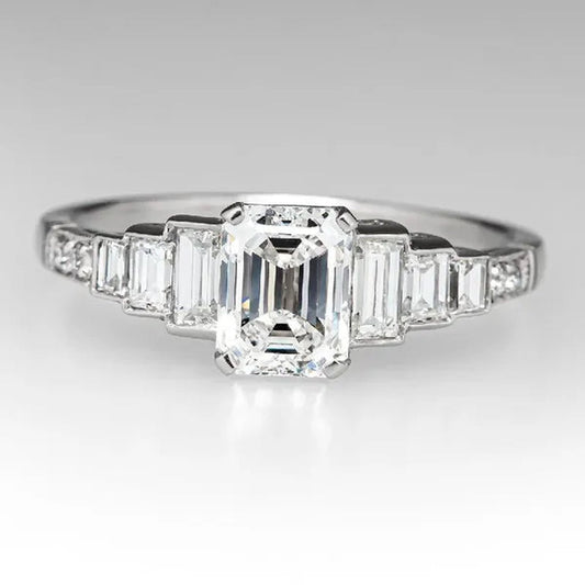 Square 925 Silver Plated Cubic Zirconia Ring Elegant Bridal Engagement Promise Rings Fashion Wedding Jewelry Party Gift - WORLD TIME VISITS
