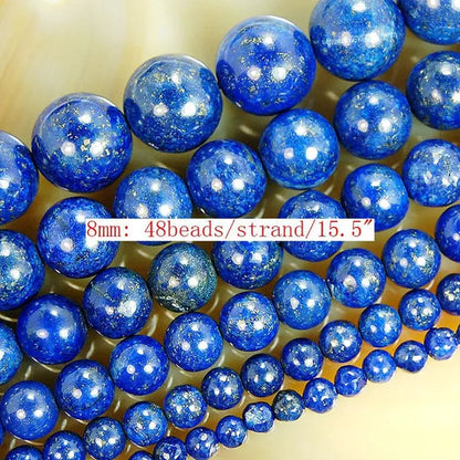 1pcs Natural Lapis Lazuli 4mm 6mm 8mm 10mm 12mm 14mm Round Beads 15.5inches/strand Pick Size For Jewelry Making