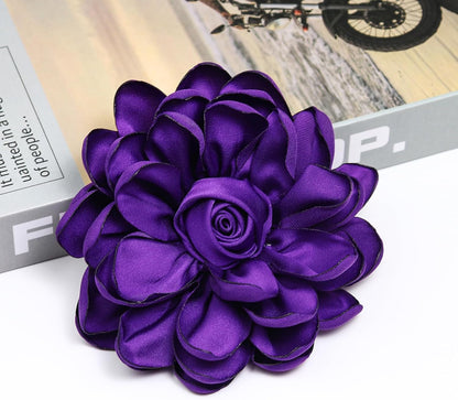 Dainty Satin Rose Flower Brooch Pins for Women Delicate Large Camellia Pins Shawl Clips Duckbill Clips Wedding Prom Banquet Party Jewelry Gift