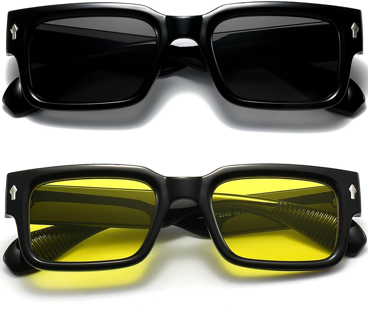 Square Frame Sunglasses for Women Men Trendy Chunky Rectangle Sun Glasses Black Shades UV400 Protection