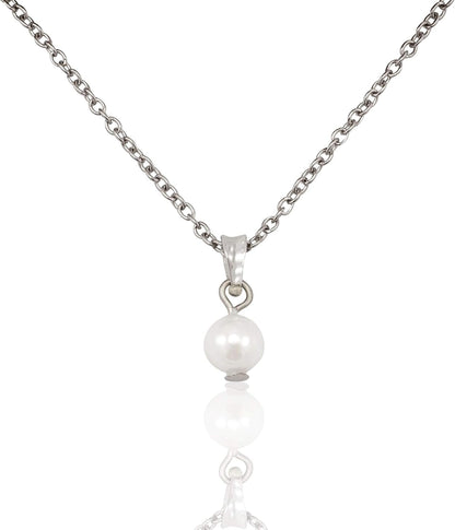 Pearl Pendant Necklace, Beach Themed Charm Mother'S Day Gifts with Inspirational Greeting Card, Stainless Steel Adjustable Chain 16" to 18"