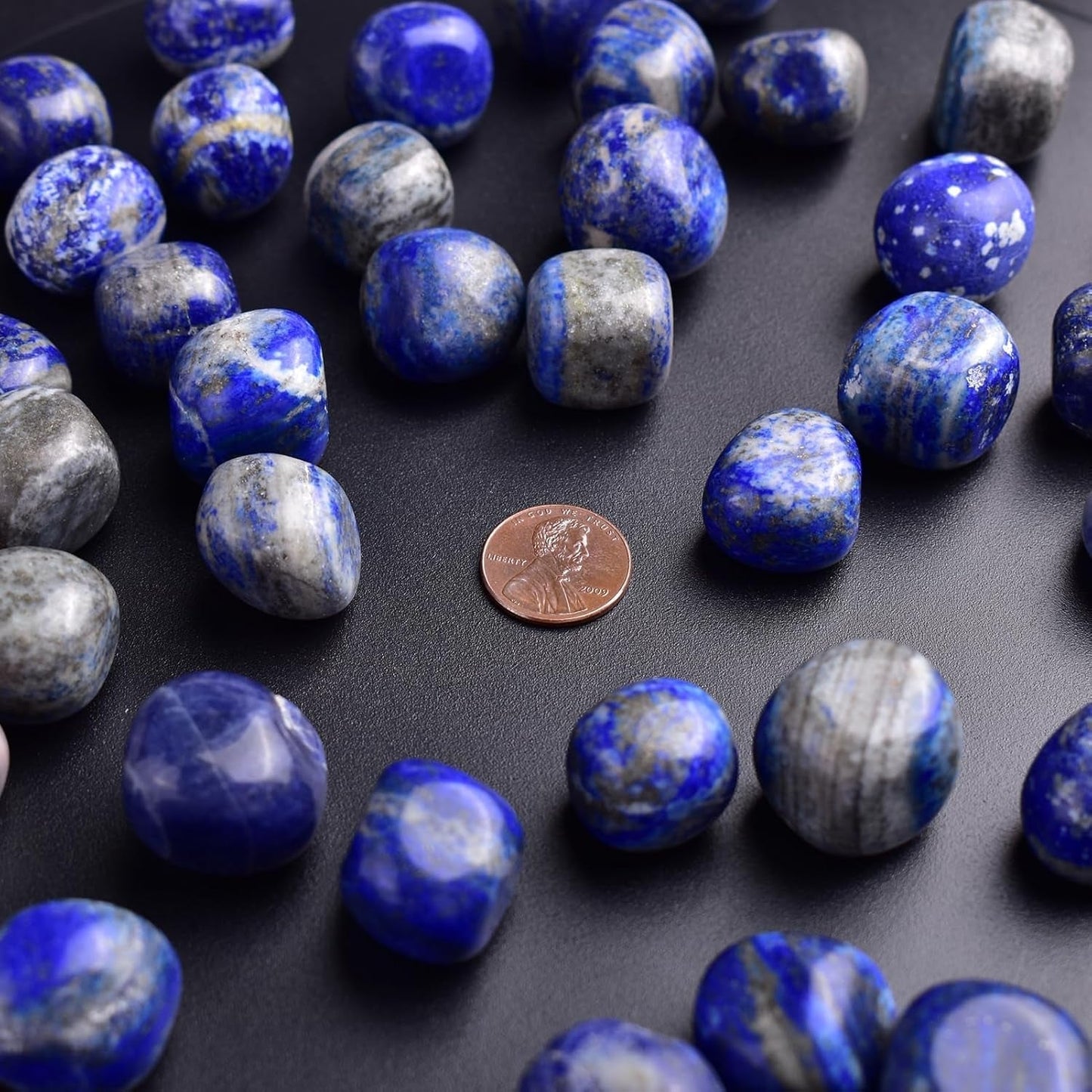 Polished Stone Set Lapis Lazuli Crystals, Handpicked Tumbled Gemstones Rocks, Pebbles for Reiki, Chakra, Healing, Home Decor 0.8 Inches 7 Oz