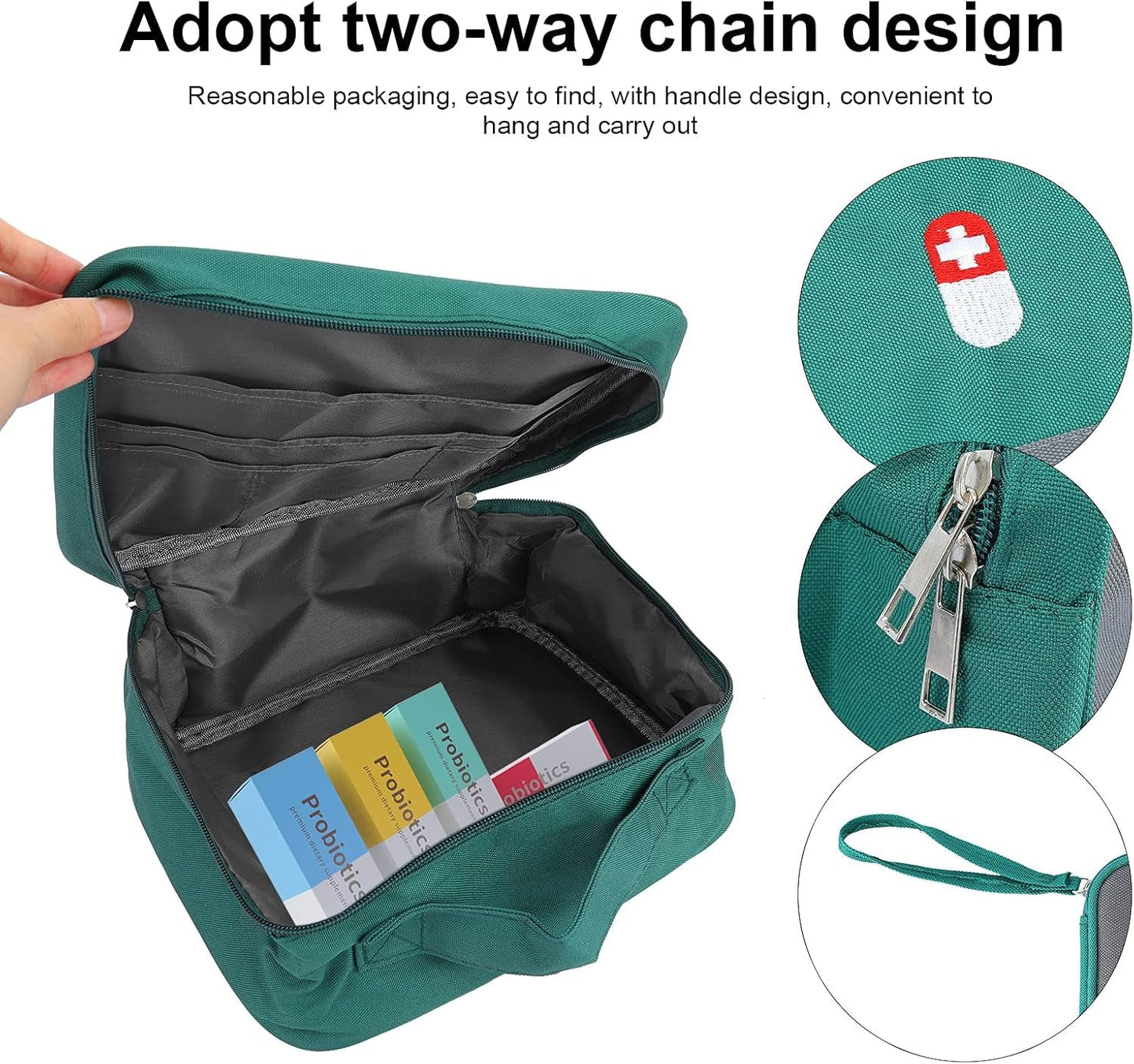 2Pcs First Aid Kit Bag Empty Portable Emergency Kits Trauma Bag - Ideal for Car, Trucks, Camping, Hiking, Travel, Office, Sports, Pets, Hunting, Home (Grey)