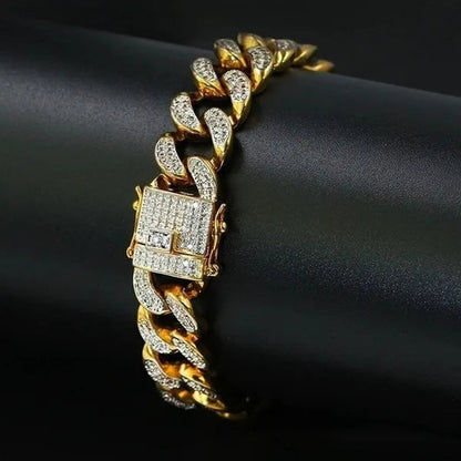 Christmas Mens Womens Diamond 925 Silver Plated Bracelet Hiphop &Curb Cuban Bracelets