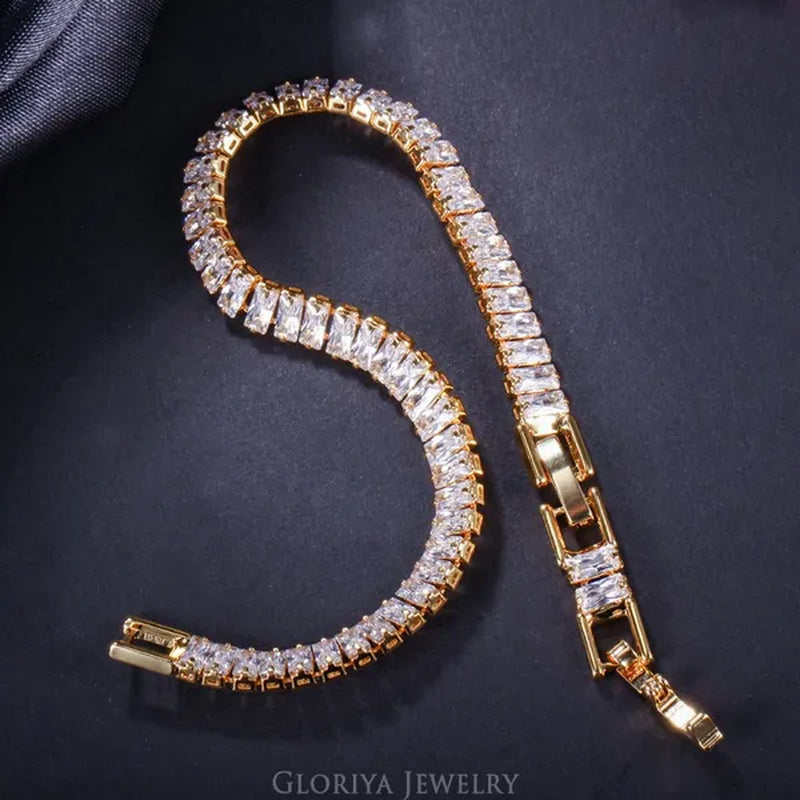 Gloriya Brand Gorgeous Top Grade Jewelry Sparkly CZ Crystal  Elegant Tennis Bracelet for Brides Wedding Party Gift