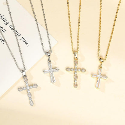 Dainty 14K Gold Choker Cross Charm Necklace for Women, Cross Gold Pendant Necklace Trendy Non Tarnish