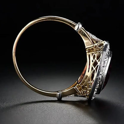 Fashion Luxury Oval Cut Ruby Ring Princess Engagement Wedding Ring Diamond Statement Ring for Women Anniversary Birthday Party Bridal Ring