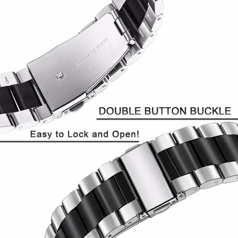 Premium Stainless Steel Watchband for Samsung Galaxy Watch 46mm SM-R800 Sports Band Curved End Strap Wrist Bracelet Silver Black
