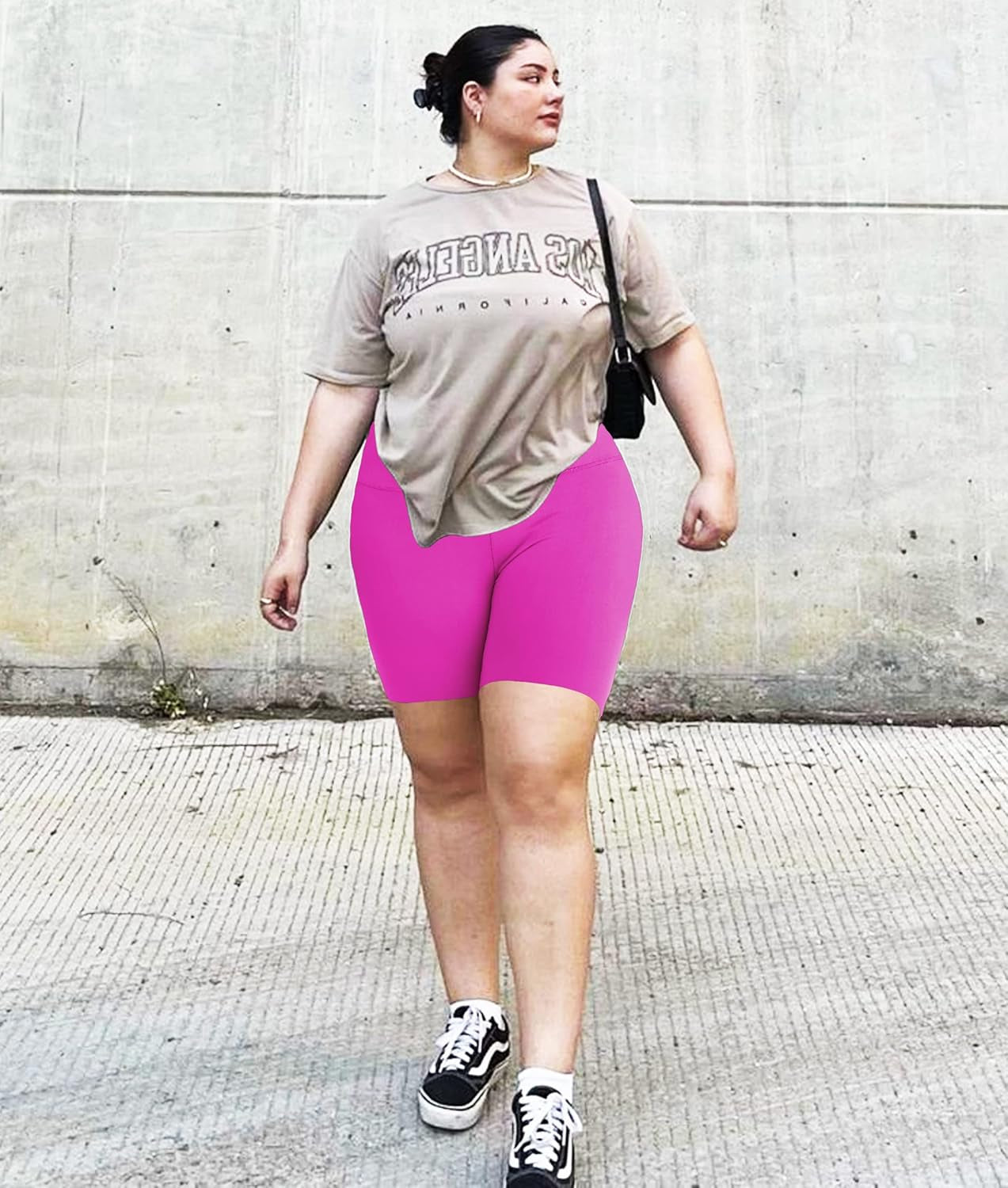 3 Pack plus Size Biker Shorts with Pockets for Women-High Waisted 8" Yoga Pants Workout Shorts