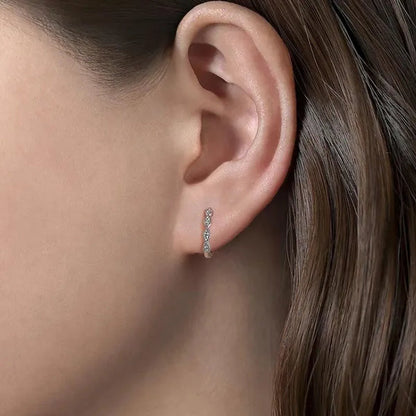 Trendy 925 Sterling Silver Diamond Hoop Earrings for Women Bridal Wedding Earrings Jewelry Gift