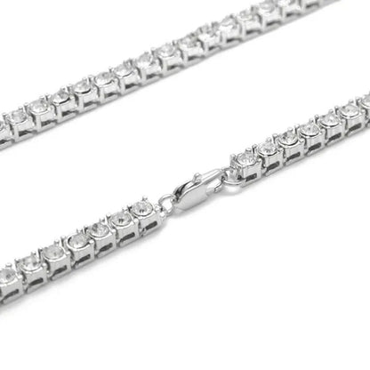 Fashion Gold Silver Color Hiphop Chain Necklace Luxury CZ Iced Out Cuban Rhinestone Tennis Hip Hop Necklace For Men Jewelry