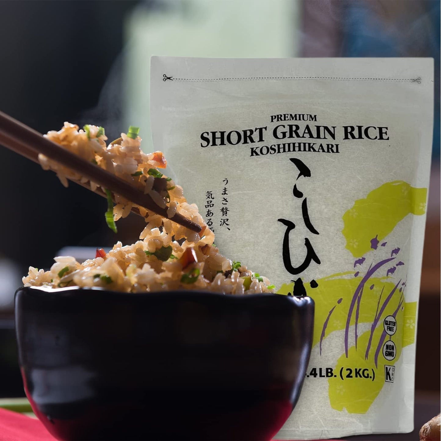 Dried Grains & Rice - Japanese Short Grain White Koshihikari Rice - Uncooked Premium Quality Sweet Sticky Sushi Rice, 4.4 Pounds Bag