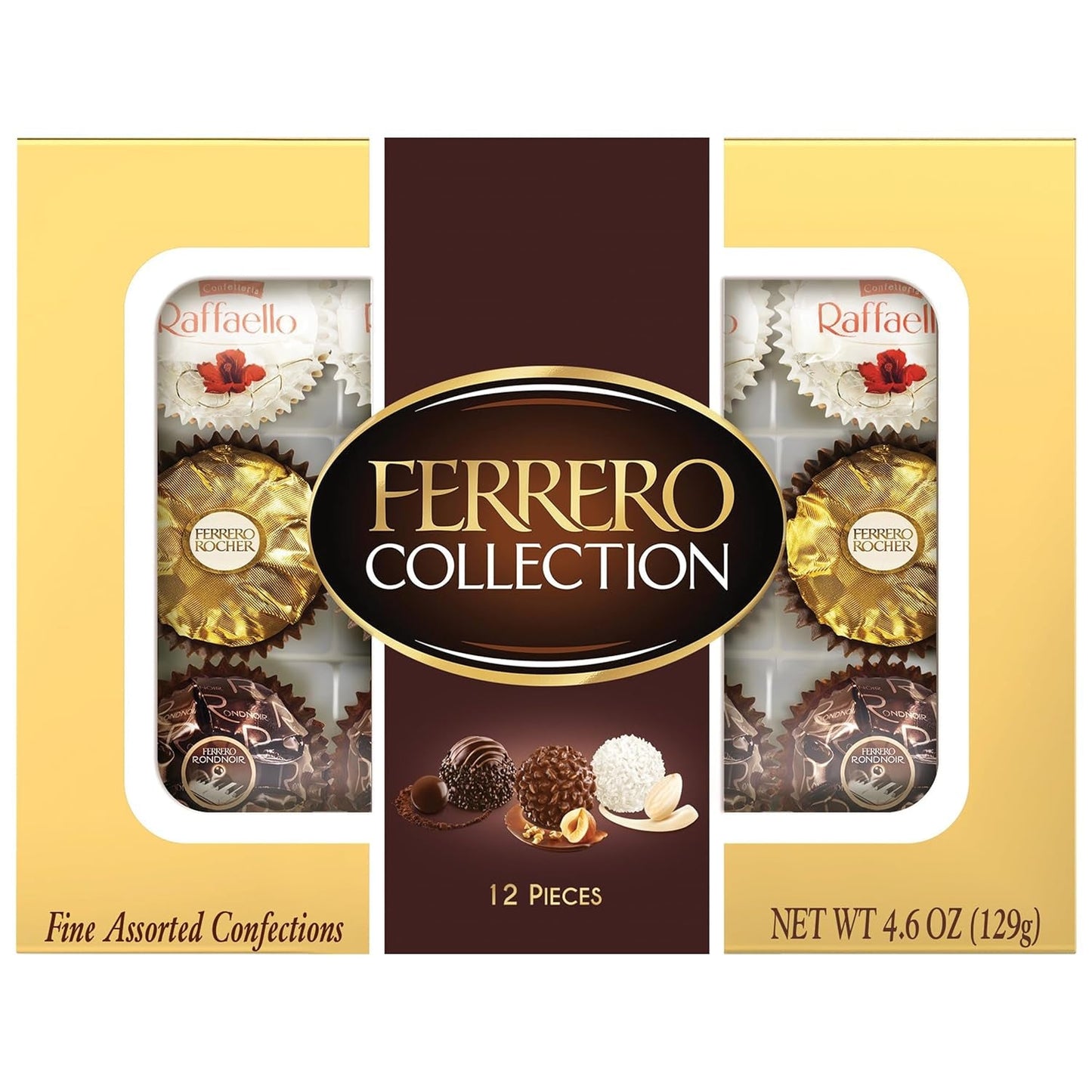 , 12 Count, Premium Gourmet Assorted Hazelnut Milk Chocolate, Dark Chocolate and Coconut Chocolates, Chocolate Gift Box, 4.6 Oz - WORLD TIME VISITS
