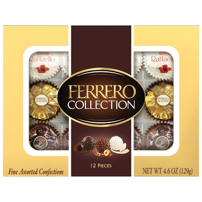 , 12 Count, Premium Gourmet Assorted Hazelnut Milk Chocolate, Dark Chocolate and Coconut Chocolates, Chocolate Gift Box, 4.6 Oz - WORLD TIME VISITS