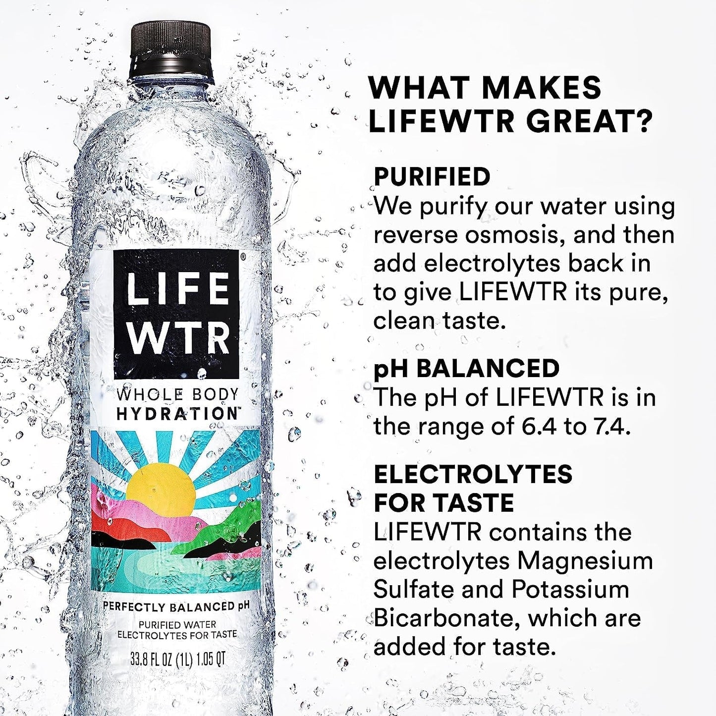 Premium Purified Water Ph Balanced with Electrolytes, 100% Recycled Plastic Bottles, 16.9 Fl Oz Bottles, 500Ml (Pack of 12) - WORLD TIME VISITS