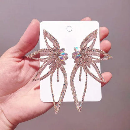 New Exaggerated Rhombus Glitter Crystal Diamond Earrings Creative Fashion Ladies Pendant Earrings Jewelry - WORLD TIME VISITS