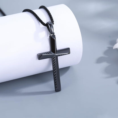 Black Cross Necklace for Men 925 Sterling Silver Cross Pendant Necklace Cross Jewelry Gifts for Men Women - WORLD TIME VISITS