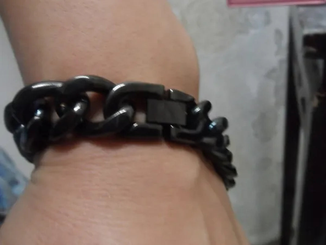 Gold / Black / silver stainless steel curb chain toggle bracelet bangle size : 15mm 21cm jewelry for men women