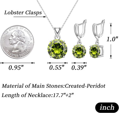 round Cubic Zirconia Necklace and Earrings Set for Women, Daily Party Prom Wedding Jewelry Sets, Valentine'S Day/Christmas/Mother'S Day/Birthday/Birthstone Gift for Wife/Mother/Friend/Sister/Daughter